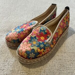 Goby Women's Floral Espadrille‎ Platform Flats Shoes Size 38 US 7.5